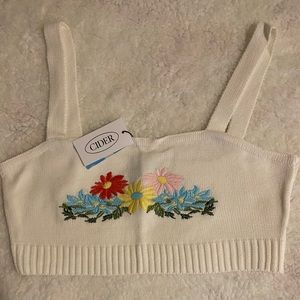 Cider NWT Knit Floral Crop Tank Top XL